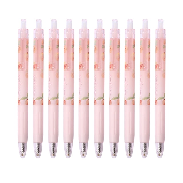 amdohai Honey Peach Pattern Retractable Gel Pens, 0.5mm, Black Ink, 10 Count