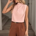 thumbnail image 2 of Women Tank Tops Mock Neck Sleeveless Pleated Camisole Summer Causal Loose Shirts, XL, 2 of 4