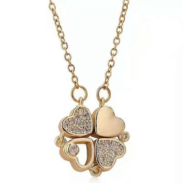 Lucky four-leaf clover necklace for women, heart-shaped titanium steel clavicle chain for friends and besties as birthday gifts