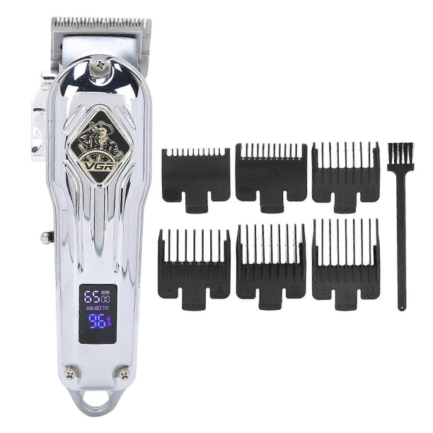 Professional Electric Hair Clipper LED Display Hair Trimmer Cutting Machine (Silver)