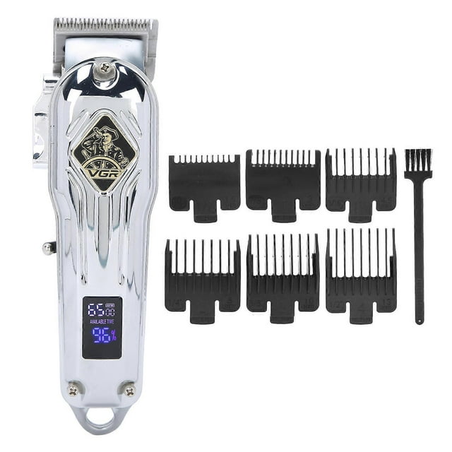 Professional Electric Hair Clipper LED Display Hair Trimmer Cutting Machine (Silver)