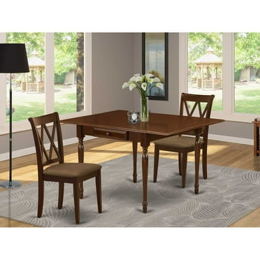 East West Furniture Monza 3-piece Dining Set w/ Double X Back Chairs in Mahogany