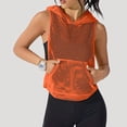 thumbnail image 5 of Htigea Women's Workout Tank Tops Mesh Sleeveless Running Athletic Hoodie Summer Hooded Gym Exercise Tees Orange XL, 5 of 8