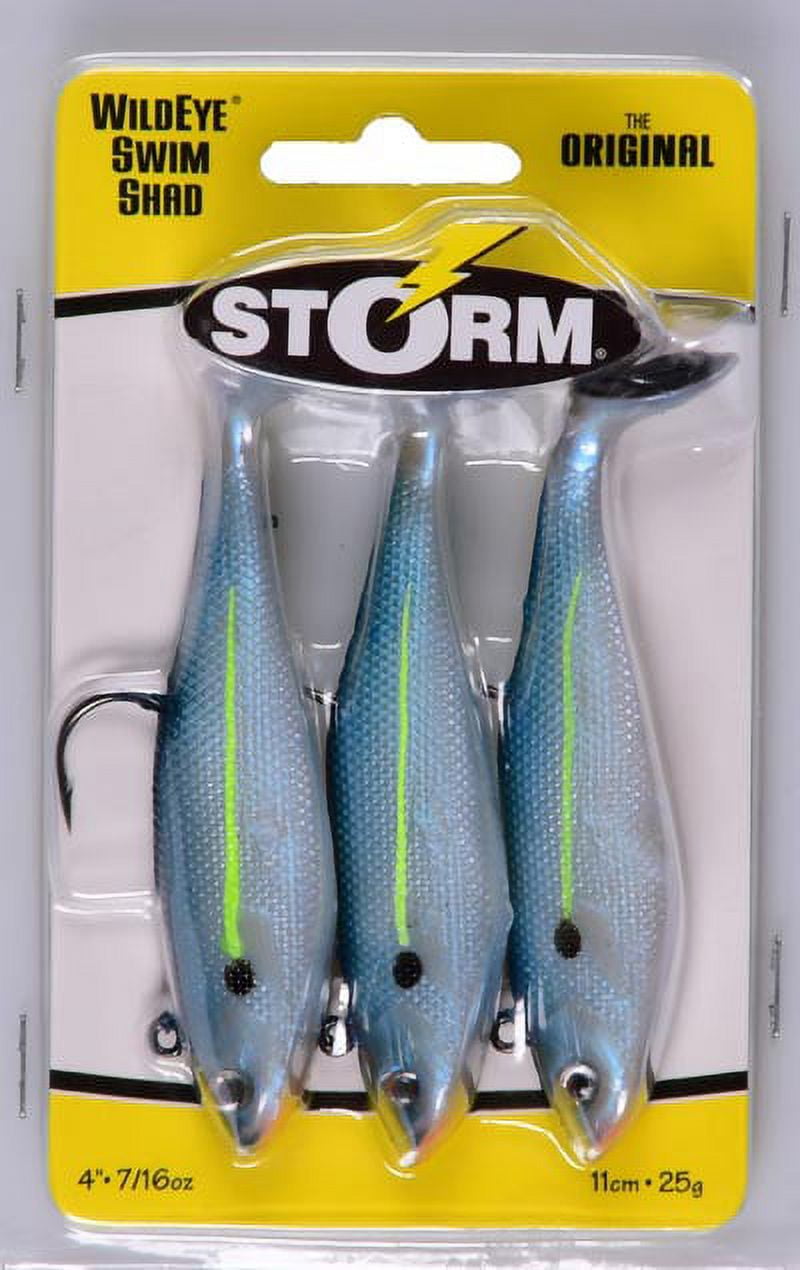 Storm WildEye Swim Shad 4" Fishing Lure 7/16oz Blue Steel Shad 3pcs