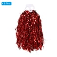 thumbnail image 3 of Cheerleading Pom Poms with Finger Holes Metallic Foil Cheering Hand Flower, Red, 8 Pack, 3 of 6