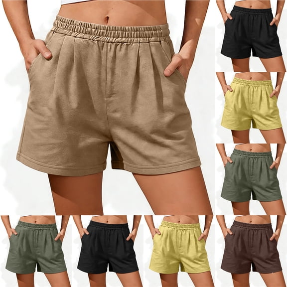 Tqcoqu Women's Casual Shorts Pleated High Waist Wide Leg Summer Elastic Comfy Trendy Shorts with Pockets,Country of Origin: Imported,Women's M-XXXXL
