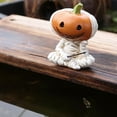 thumbnail image 3 of Halloween Tabletop Decor - Bandage Doll Fishing Resin Ornament, Spooky Indoor Outdoor Waterproof Decorations, Halloween Gift with Rotatable Fishing Rod, Vintage Orange-Black Pumpkin Figurine, 3 of 6