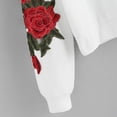 thumbnail image 4 of Chandail en Molleton à Manches Longues pour Femmes avec Broderie Rose, Col Rond, Pull-Over, 4 of 6