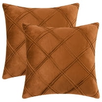 Unique Bargains 2 Diamond Pinch Pleated Solid Decorative Textured Throw Pillow Covers Orange 18" x 18"