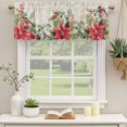 thumbnail image 2 of Christmas Poinsettia Curtain Valances for Windows, Kitchen Valance Window Treatments Panel 2 Pack, Xmas Birds Berries Eucalyptus Botanical Rod Pocket Short Curtains for Bathroom Bedroom 54 x 18 Inch, 2 of 8