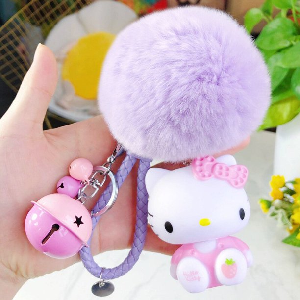 Sanrio-Llavero de Hello Kitty Y2k, bonito llavero Kawaii de Hello Kitty Things, Bola de piel de conejo de felpa, adornos de bolsa, regalos de joyería YAOSANBAO BAO unisex