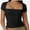 Black, variant on Women Square Neck Crop Top Short Sleeve T Shirts Slim Fitted Tops Cute Summer Basic Tees Trendy