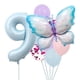thumbnail image 1 of Set de globos con forma de mariposa y 9 números, 10 unidades, color azul claro, 1 of 1