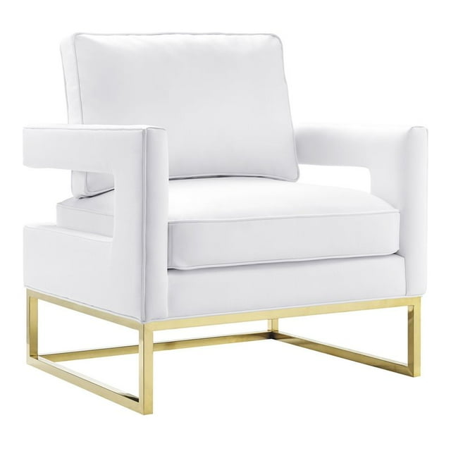 TOV Furniture Chaise Avery 21" en Cuir Moderne et Acier Inoxydable Blanc/or