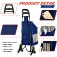 thumbnail image 4 of WZCPCV Foldable Stairs Climber Shopping Cart, Grocery Cart on Wheels,Heavy Duty Utility Cart Trolley, 2-in-1 Tri-Wheels Climbing Carts with Detachable Oxford Bag,Navy, 4 of 7