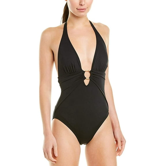Carmen Marc Val Womens Plunge Halter One-piece Swimsuit Size 4