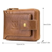 BULLCAPTAIN Leather Wallet,Wallet Men Leather Zipper Wallet Leather Wallet Huiop Buzhi