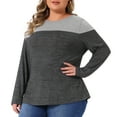 thumbnail image 2 of DARING DIVA Women's Plus Size Color Block Long Sleeve Knitted Blouse 4X Dark Grey, 2 of 5