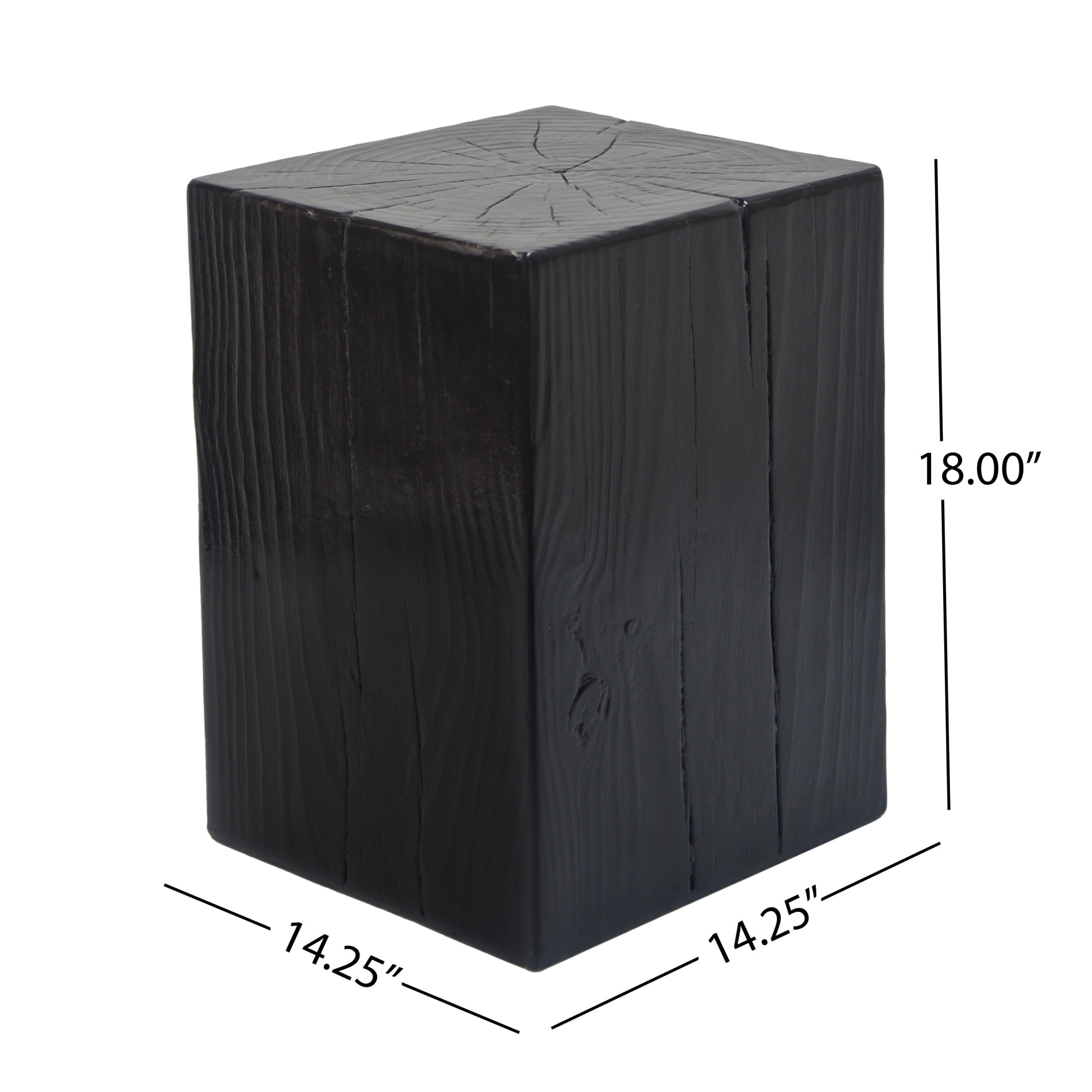 Christopher Knight Home 18" MGO End Table, Wood-Look Square Design, Indoor Outdoor Side Table, Black Finish, Set of 4