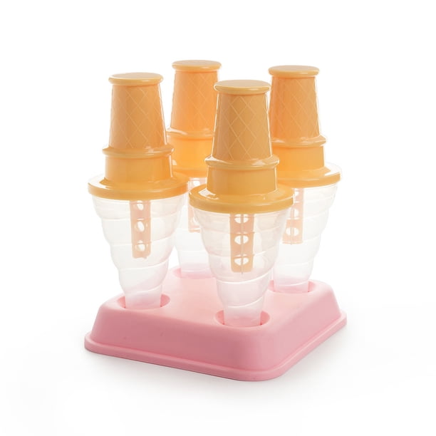 Kearding Máquina portátil para hacer helados, molde lavable reutilizable, moldes de cono de postre para nevera de verano, manualidades Mostrada Rosa