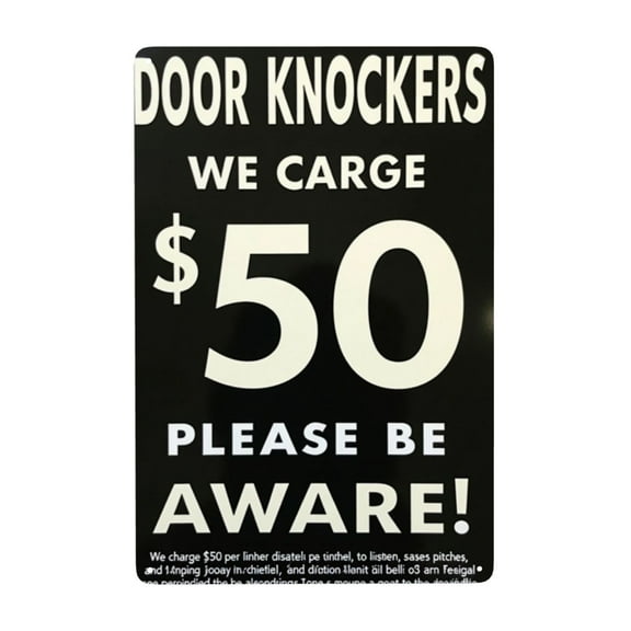 Vintage Metal Tin Sign Door Knockers Wall Decor $50 Warning Sign Home Decor Bar Decor 8x12 Inch Metal Sign Retro Tin Sign Farmhouse Decor