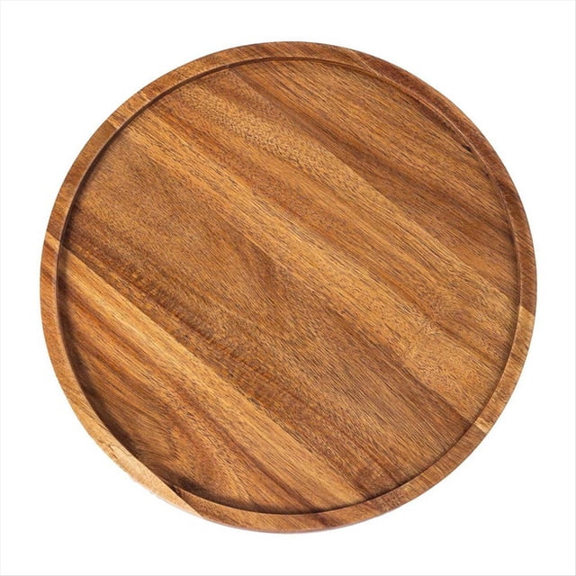 Bandeja Redonda de Madera,Bandeja de Madera para Servir, para Servir,Tabla de para Aperitivos,Organizador de Bandejas para Cocina/Encimera B