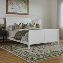 Portland Queen Wood Low Profile Platform Bed with Matching Footboard in White