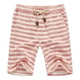 thumbnail image 2 of Plaid Shorts for Men 2026 Summer Casual Cotton Linen Lightweight Elastic Waist Straight Leg Beach Shorts with Pockets, 2 of 3