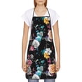 thumbnail image 2 of Naloa 1Pack Adjustable Bib Apron Waterdrop Resistant Cooking Kitchen Aprons for Women Men Chef, Hibiscus Rose Print, 2 of 5