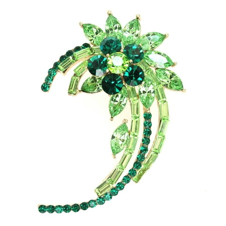 - Faship Blue Rhinestone Crystal Floral Pin Brooch