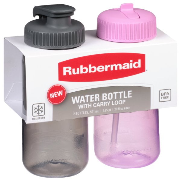 Rubbermaid Essentials 20oz. Water Bottle with Chug and Straw Lid, 2