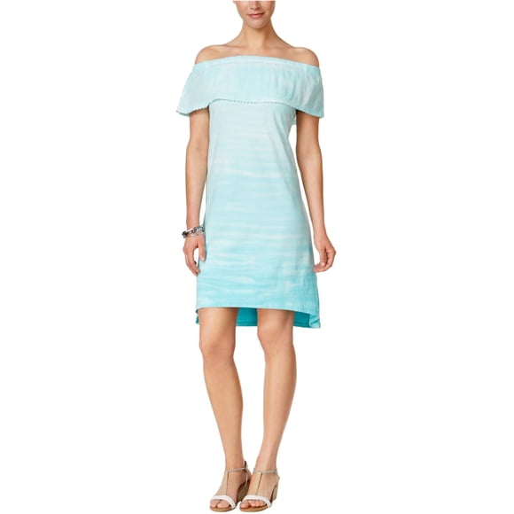 Vestido recto Style & Co. con volantes para mujer azul extra pequeño