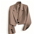 thumbnail image 4 of Crgrtght Women Button Collared Long Sleeve Slim Blazer Jacket Casual Loose Suit Jacket Fashion Work Business Office, Khaki M, 4 of 6