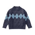 thumbnail image 3 of AUDeals Boys Turtleneck Argyle Cable Knit Sweater Pullover Sweater Long Sleeve Knitwear Preppy Casual Layering Top for Daily Wear (Navy, 9-10 Years), 3 of 5