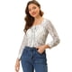 thumbnail image 1 of INSPIRE CHIC Blusa con botones y manga larga de encaje floral semitransparente con cuello cuadrado para mujer blanco S, 1 of 6