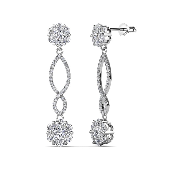 Cate & Chloe Jessica 18k White Gold Plated Dangle Earrings with Swarovski Crystals for Women