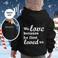thumbnail image 2 of Teen Girl Hoodies Jesus Loves You Hoodies Warm Long Sleeves Loose Pullover Letter Print Hoodies Winter Clothes for Little Girls Boys 4-5 Years, 2 of 4