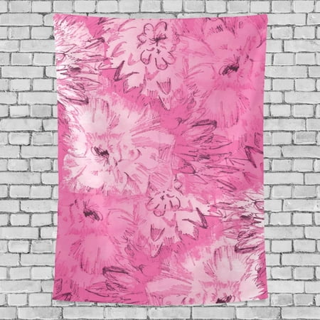 Home Accents Floral Tapestry - POPCreation Pink Floral Home Decoration Wall Tapestry 80x60 inches
