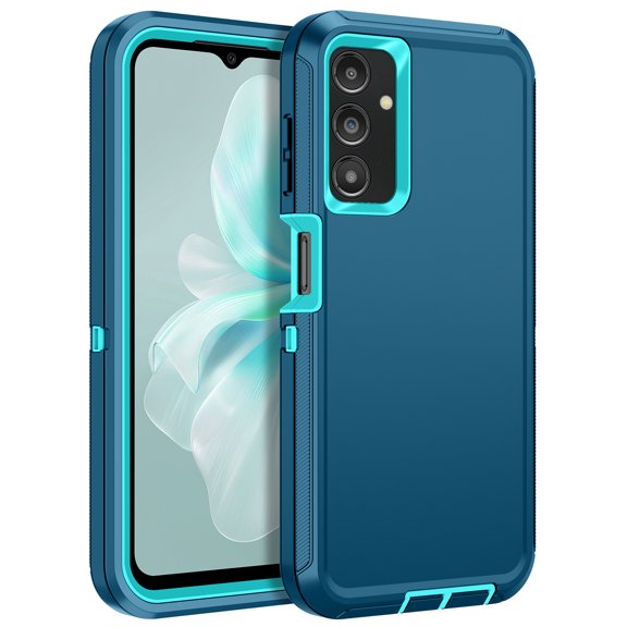 I-HONVA For Samsung Galaxy A14 Case,3-Layer Military Grade Drop Protection Anti-Slip Bumper Rugged Shockproof Dustproof Protection 6.6 inch Phone Case,Turquoise Teal