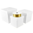 thumbnail image 4 of Homeford Nested Square Gift Boxes, White, 5-inch, 6-inch, 7-inch, 3-piece, 1.5-inch Antique Gold Satin Ribbon, 4 of 4