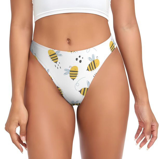 Fotbe Bee Tanga Sin Costuras para Mujer con Estampado – Panties Invisibles, Transpirables y Cómodos para Uso Diario-Small