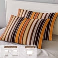 thumbnail image 6 of Vintage Striped 4 Piece Bedding Set, Orange Black Brown Stripes Simple Country Twin Size Duvet Cover Set with Zipper Closure & Corner Ties Soft Breathable Comforter Cover for Bedroom, 6 of 9