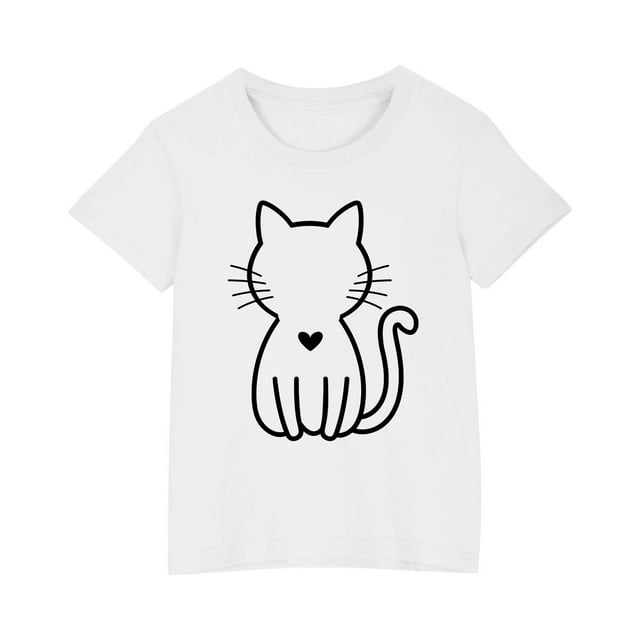 Cadeaux pour Fillettes, T-Shirt en Coton pour Garçons et Filles, Col Rond Imprimé, Manches Courtes, Robe à Manches Courtes, Cadeaux pour Fillettes