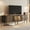 71" - Walnut, variant on CHIC HOUSE 95" Extra Long TV Stand for 85/90/98/100" TVs with LED Light, Mid-Century Modern Entertainment Center with Storage Shelves & Sliding Tambour Door, Walnut