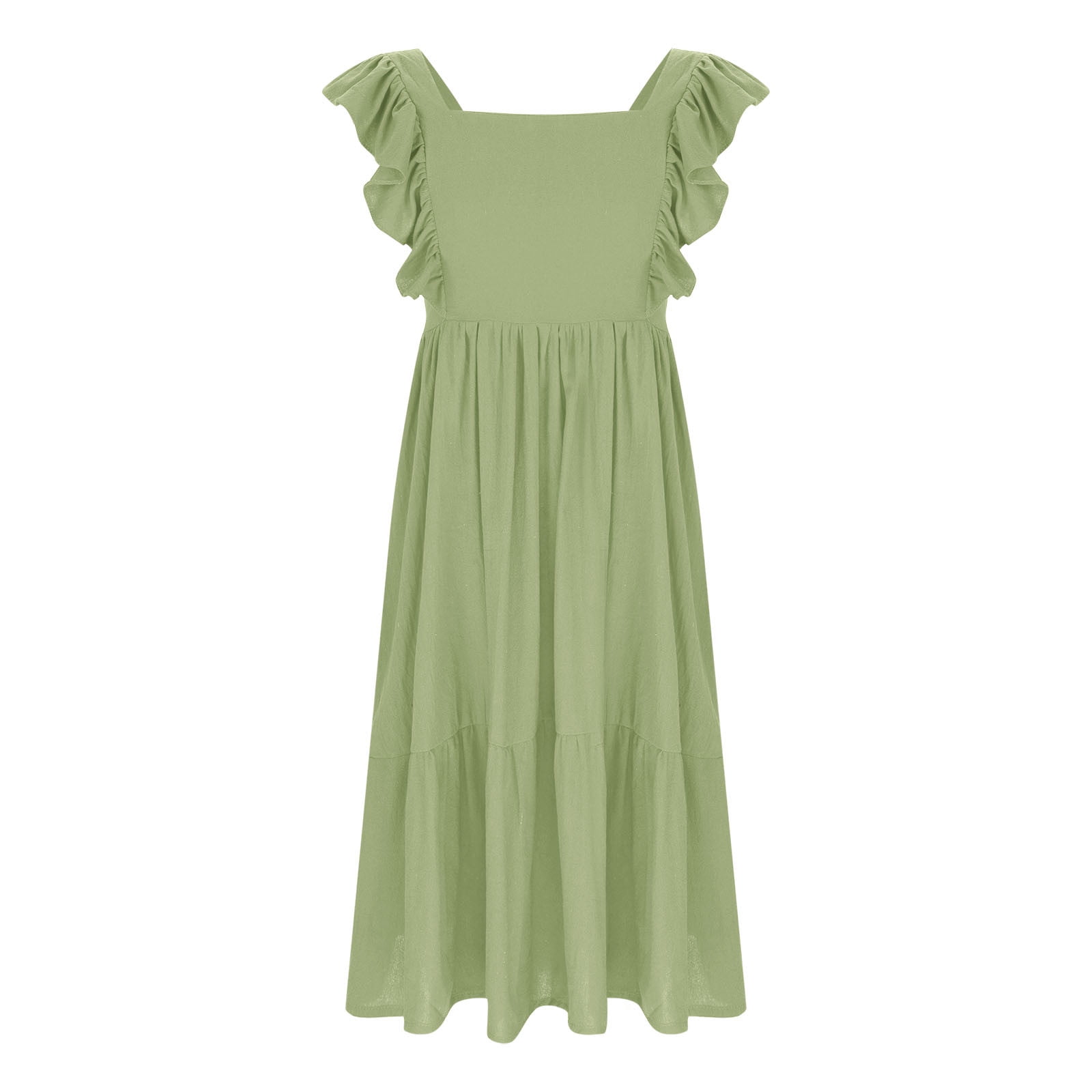 Cotton Linen Dresses for Girls Summer Size 4-15 Teens Kids Trendy Bowknot Backless Ruffle Sleeveless A-Line Beach Maxi Sundresses