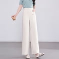 thumbnail image 4 of Pantalones de Pierna Ancha Casuales para Mujer, Blancos, 4 of 5