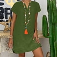 thumbnail image 2 of B91xZ Robe Grande Taille Manches Courtes Col en V Robe Chandail Décontractée Robe Midi Moulante, Vert TG, 2 of 5