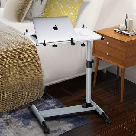 Mobile Laptop Stand Desk Sofa Side Table Height Adjule W Mobile Laptop Stand Desk Sofa Side Table Height Adjule W Casters White Image 7