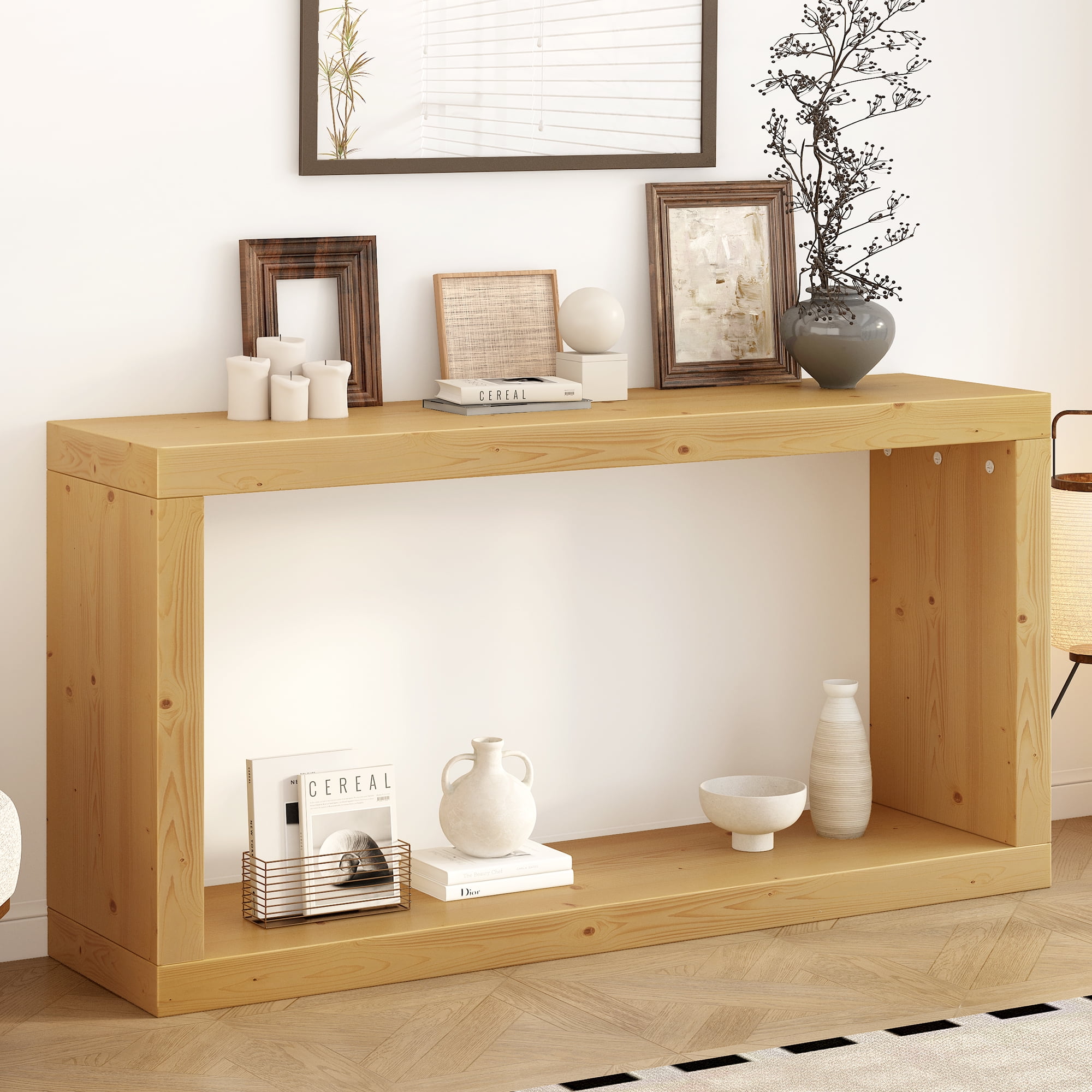 Harper & Bright Designs Minimalist Wood Console Table with Stroage , Modern Narrow Entryway Table with Open Shelf for Hallway and Entryway , Natural