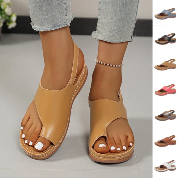 Women's Low Wedge Heels Summer Sandals Women's Fashion Casual Spring And Summer Comfortable Solid Color Open Toe Thick Bottom Wedge Heel Sandals Brown 38